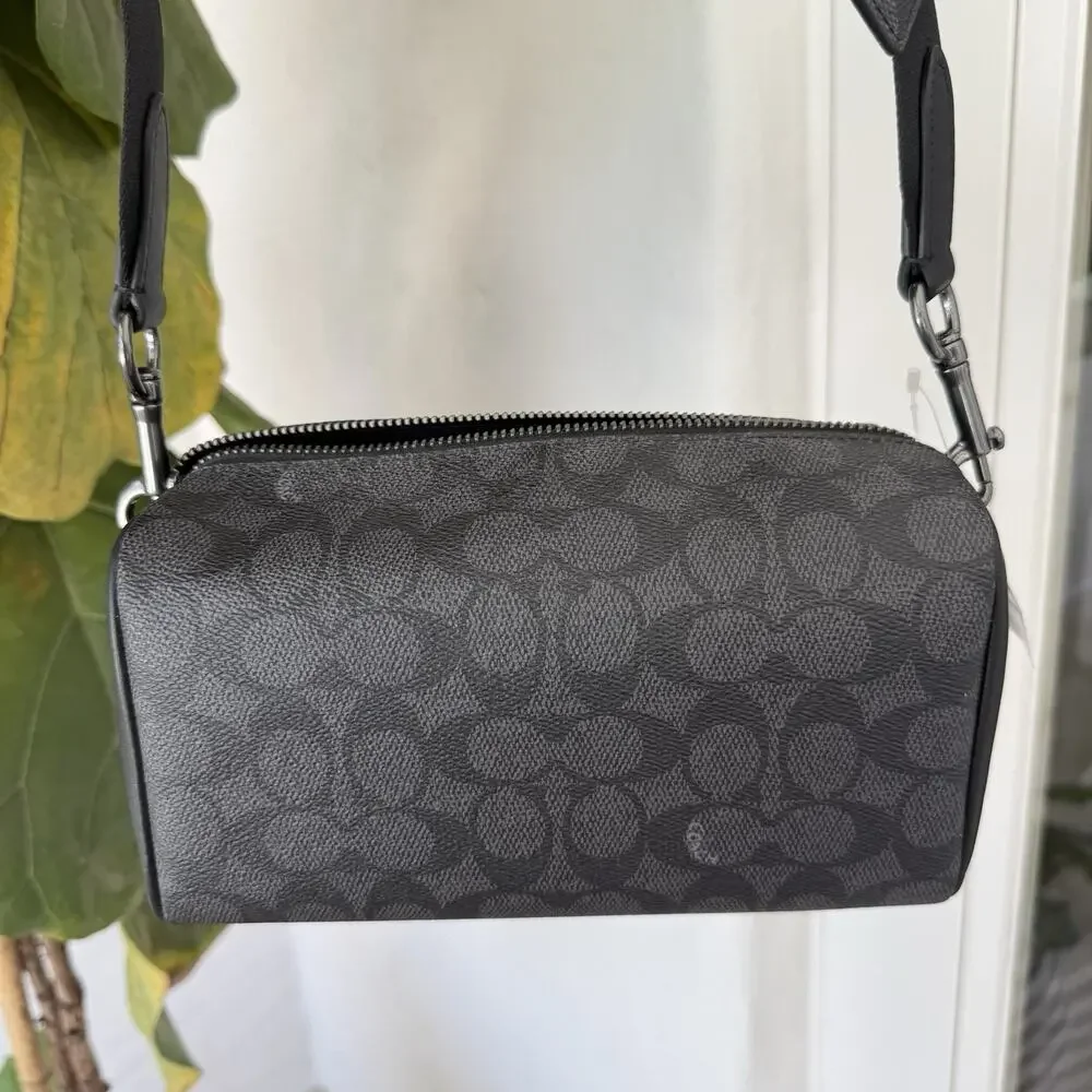 NWT Coach CV762 Axel Crossbody Bag In Signature Canvas Smooth Calf Leather $398